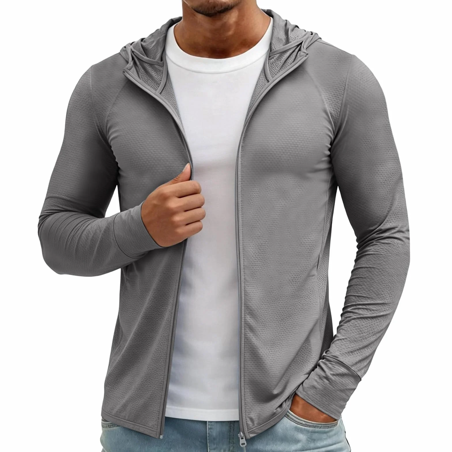 Camiseta Protector Solar, Ligero Protector Solar Manga Larga Camisetas Surf Hombre, Trabajo Viaje