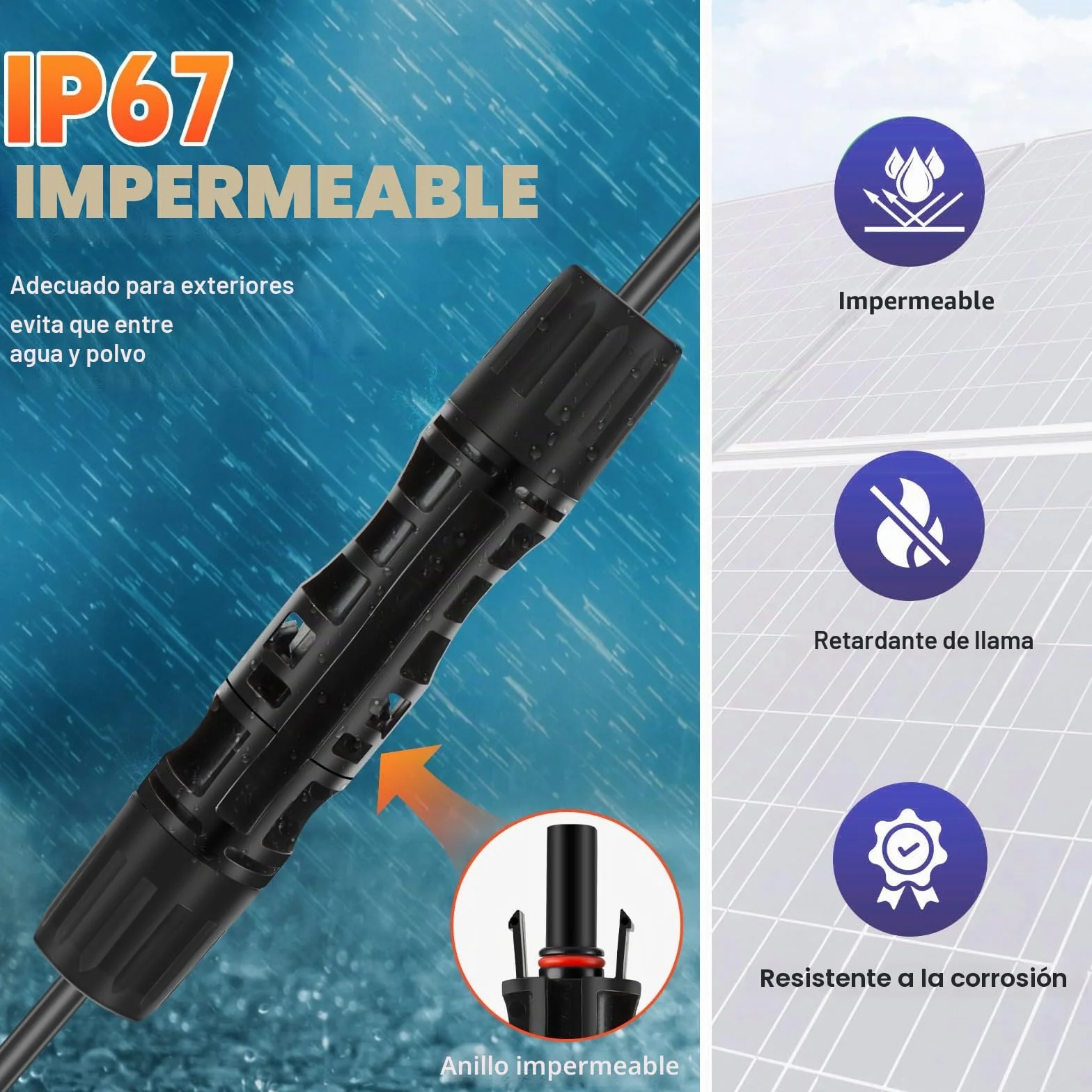 Juego de Crimpadora Solar para Cable Fotovoltaico 10 mm² con Adaptadores y Conectores Macho/Hembra