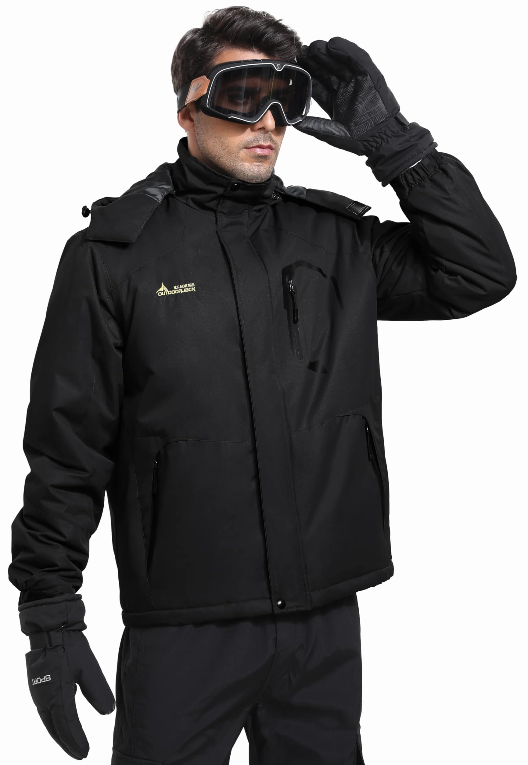 Chaqueta Esquí Impermeable Hombre Lana Cazadora Montaña Snowboard Invierno Forro Polar Cálida Antiviento Abrigos con Capucha Desmontable Exterior