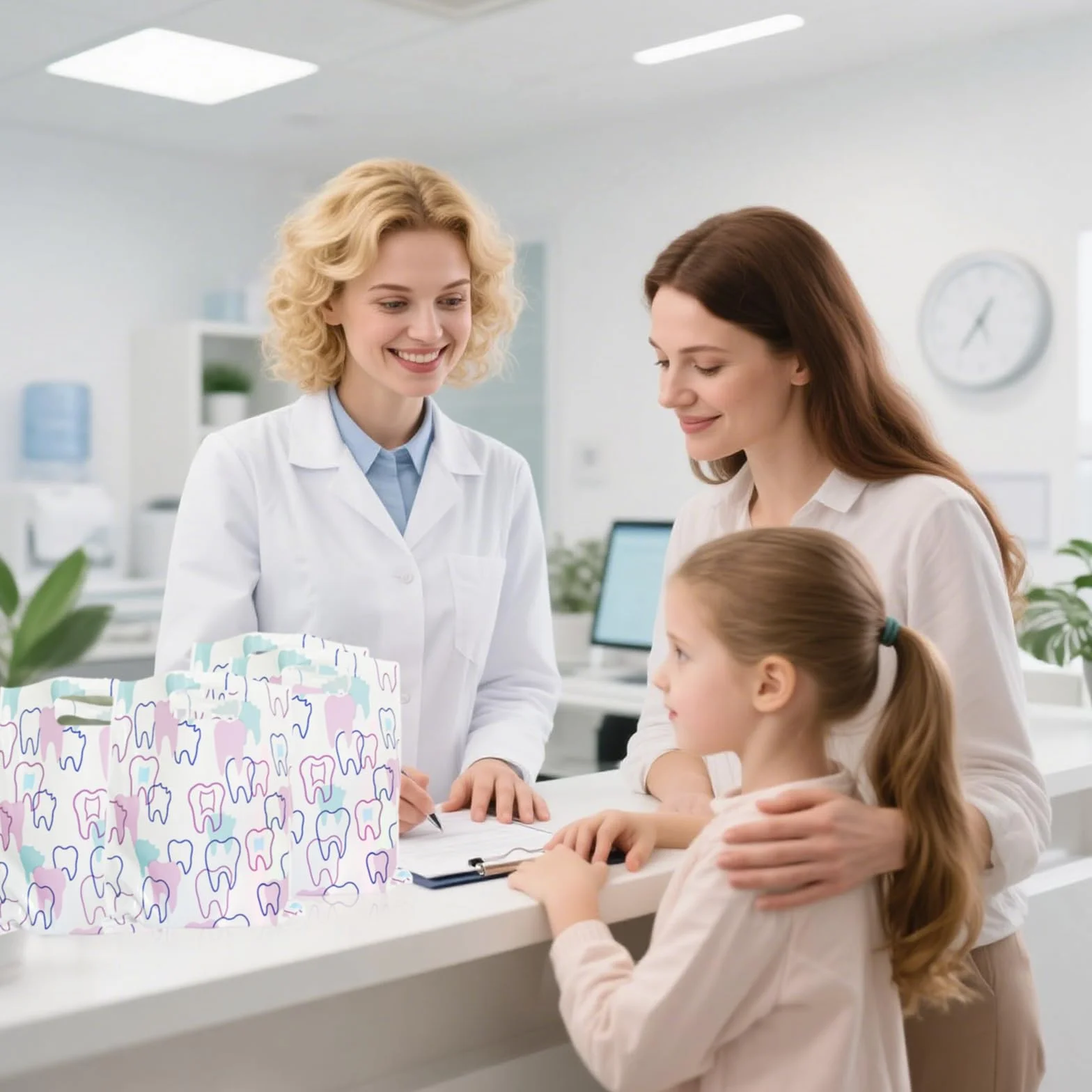 Bolsas dentales con asas 8.3 x 9.5 pulgadas paquete de 50 para pacientes dentistas clínica