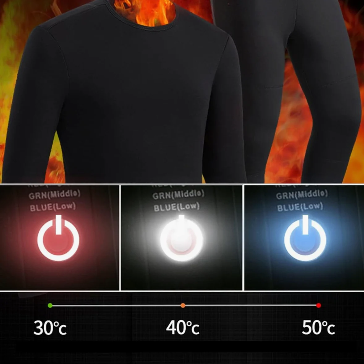 Ropa Interior térmica con calefacción eléctrica por USB, Control de 3 temperaturas, para Hombre, para Esquiar