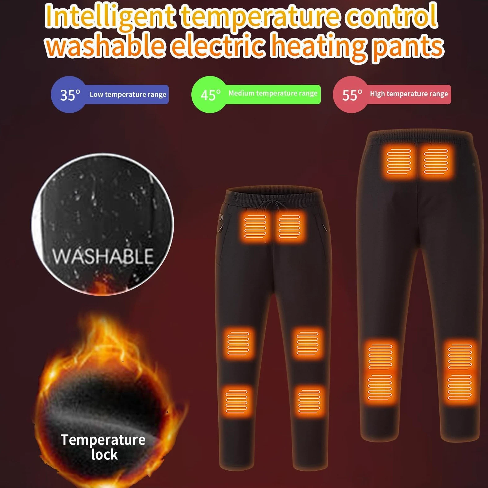 Pantalones térmicos para hombre, pantalones de calefacción recargables, para caza, invierno, nieve, ropa con calefacción, forro polar, camuflaje, A-Negro, Medium