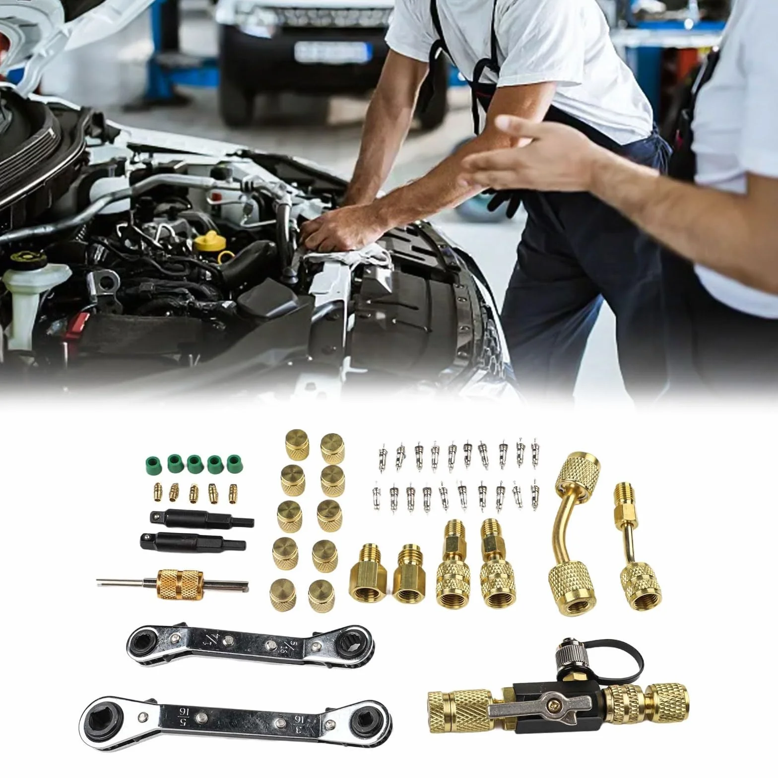 HVAC Kit de extracción de núcleo de válvula con removedor e instalador, llaves dobles para R22 R12 R407 R410