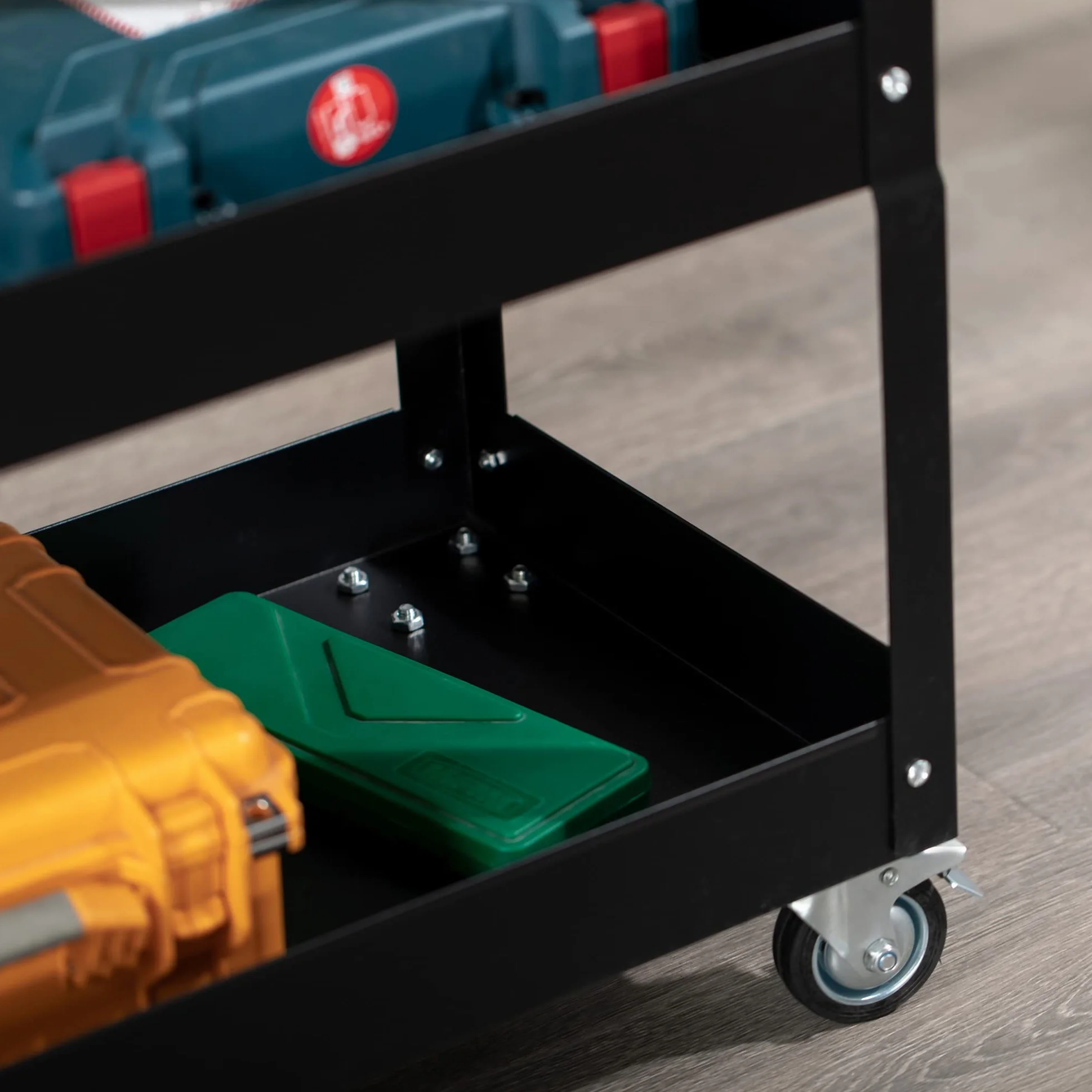 DURHAND Carro de Herramientas con Ruedas 150 kg 83x35,3x76 cm Negro Acero 3 Estantes Taller
