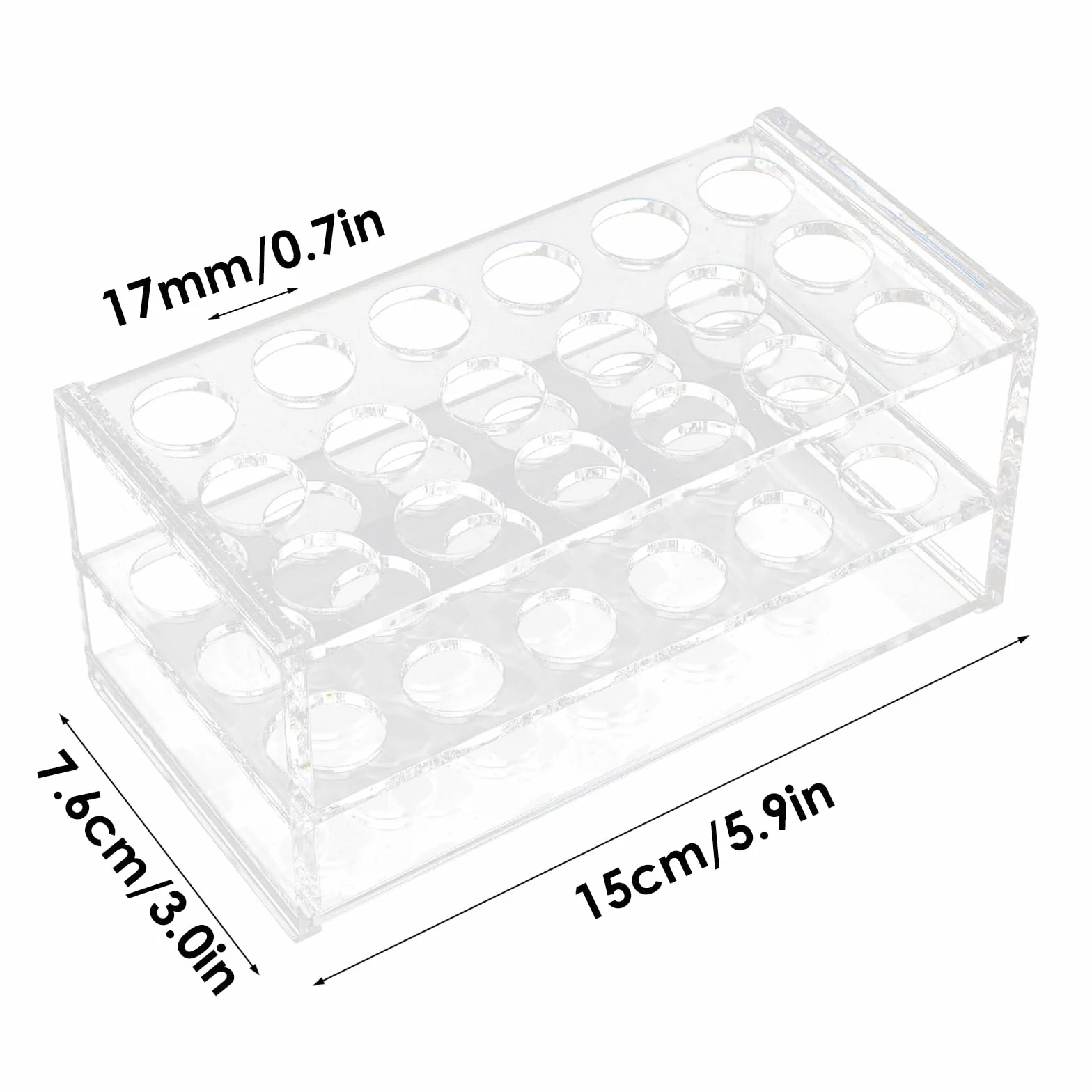 Gradilla para Tubos de Ensayo Acrílico Transparente 18 Orificios para Tubos de 17mm