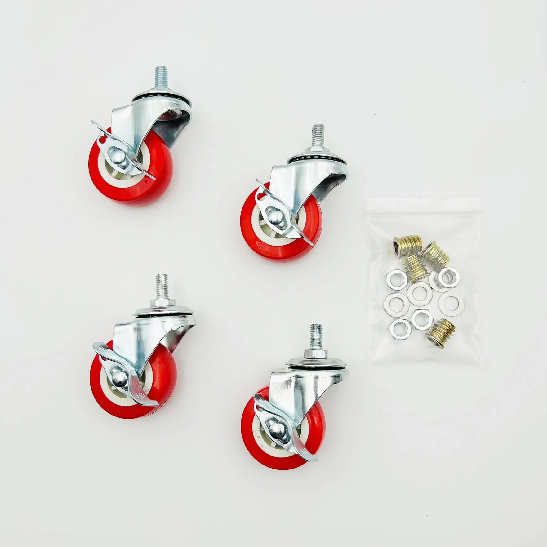 Ruedas Giratorias de PU con Freno 360° Ø 50mm IC4214A Paquete de 4 para Muebles Armarios