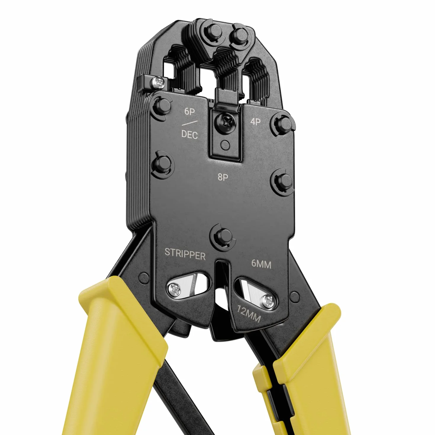 deleyCON Crimpadora RJ45 RJ11 RJ12 8P8C 6P6C 6P4C 4P4C 4P2C Pelacables Cortador Amarillo
