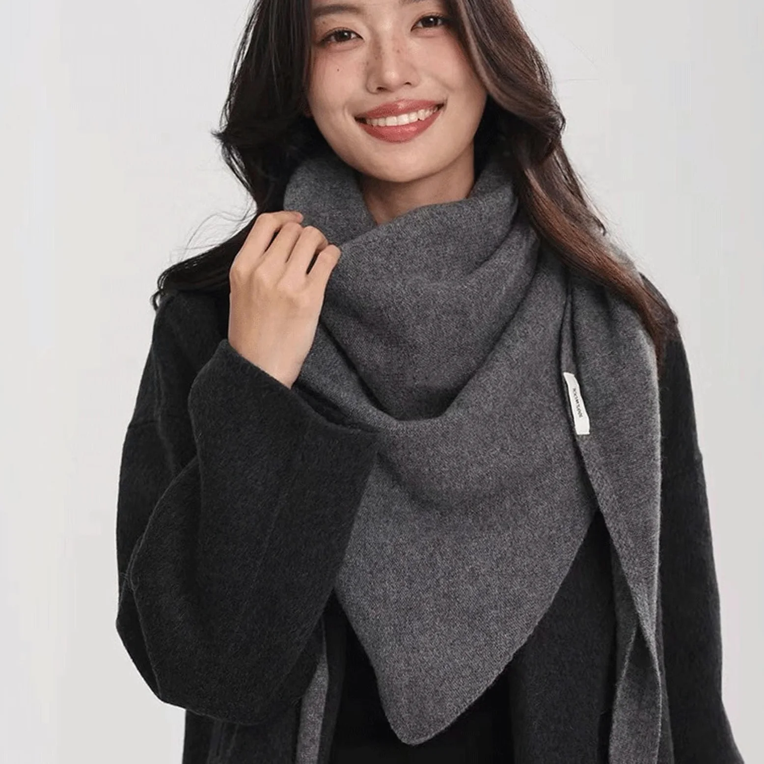 Bufanda cálida de invierno para mujer, de lana suave, triangular, de gran tamaño, cubierta fría, accesorio de moda, bufanda de protección cervical cálida