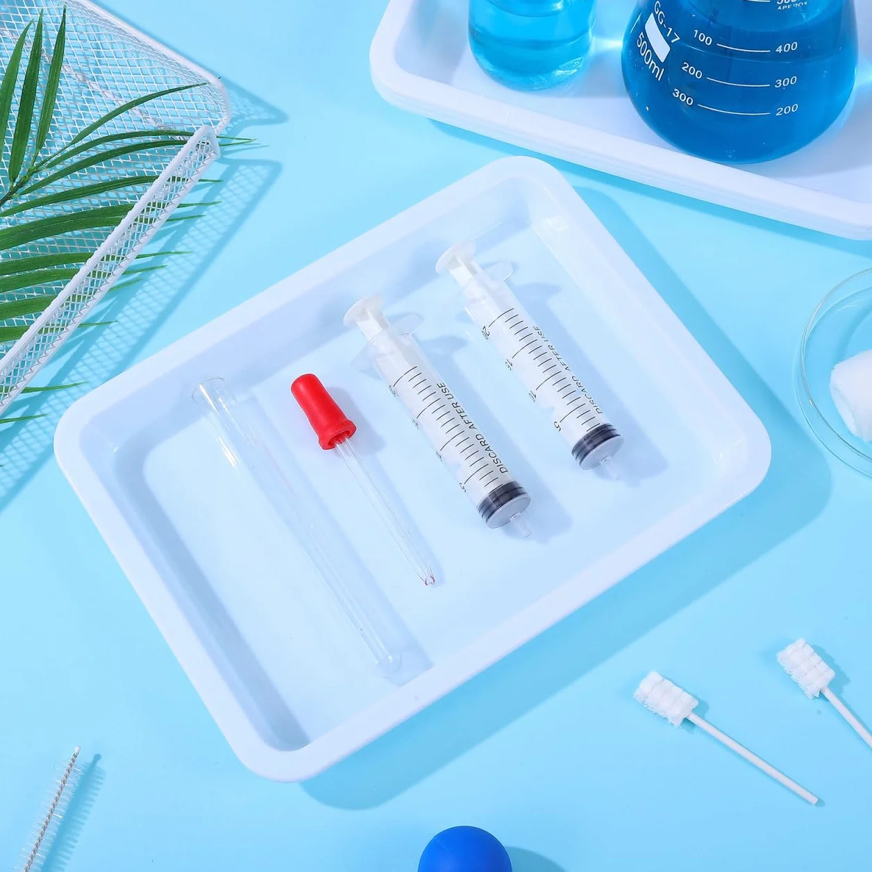 Bandejas Laboratorio Trayectoria Resistente Ácidos y Álcalis 4 Piezas Experimentos Químicos