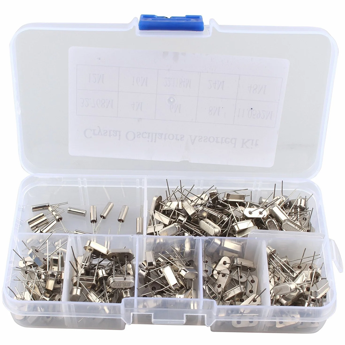 DollaTek 200PCS 32.768KHz ~ 48MHz Juego de Osciloscopio de Cristal de Cuarzo Surtido con Caja de Plástico