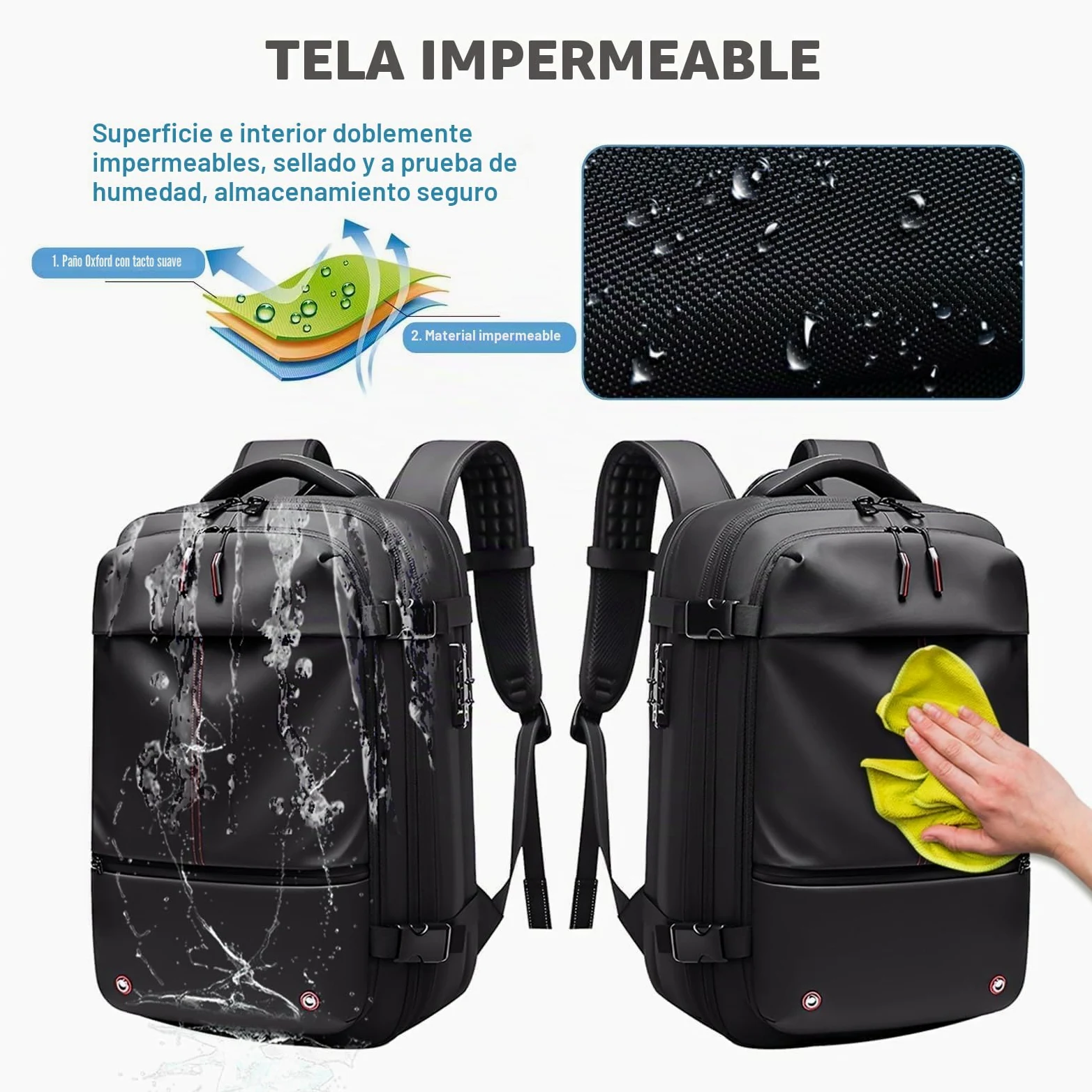 Mochila Viaje Cabina Avion, Compresión al Vacío Con Bomba, Mochila Al Vacío con Bloqueo Antirrobo, Impermeable, Maleta Cabina para Viajes de Negocios