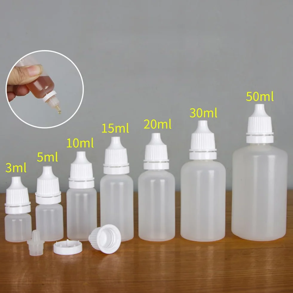 Empty Plastic Eye Drops Bottle 50 ml 24 Pack with Sealing Ring