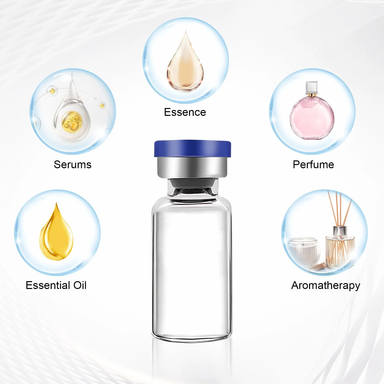 Viales de Muestra Sellados 10 ml, Vidrio Transparente con Puerto de Inyección Autorreparable, Vial Estéril Vacío 50 Piezas