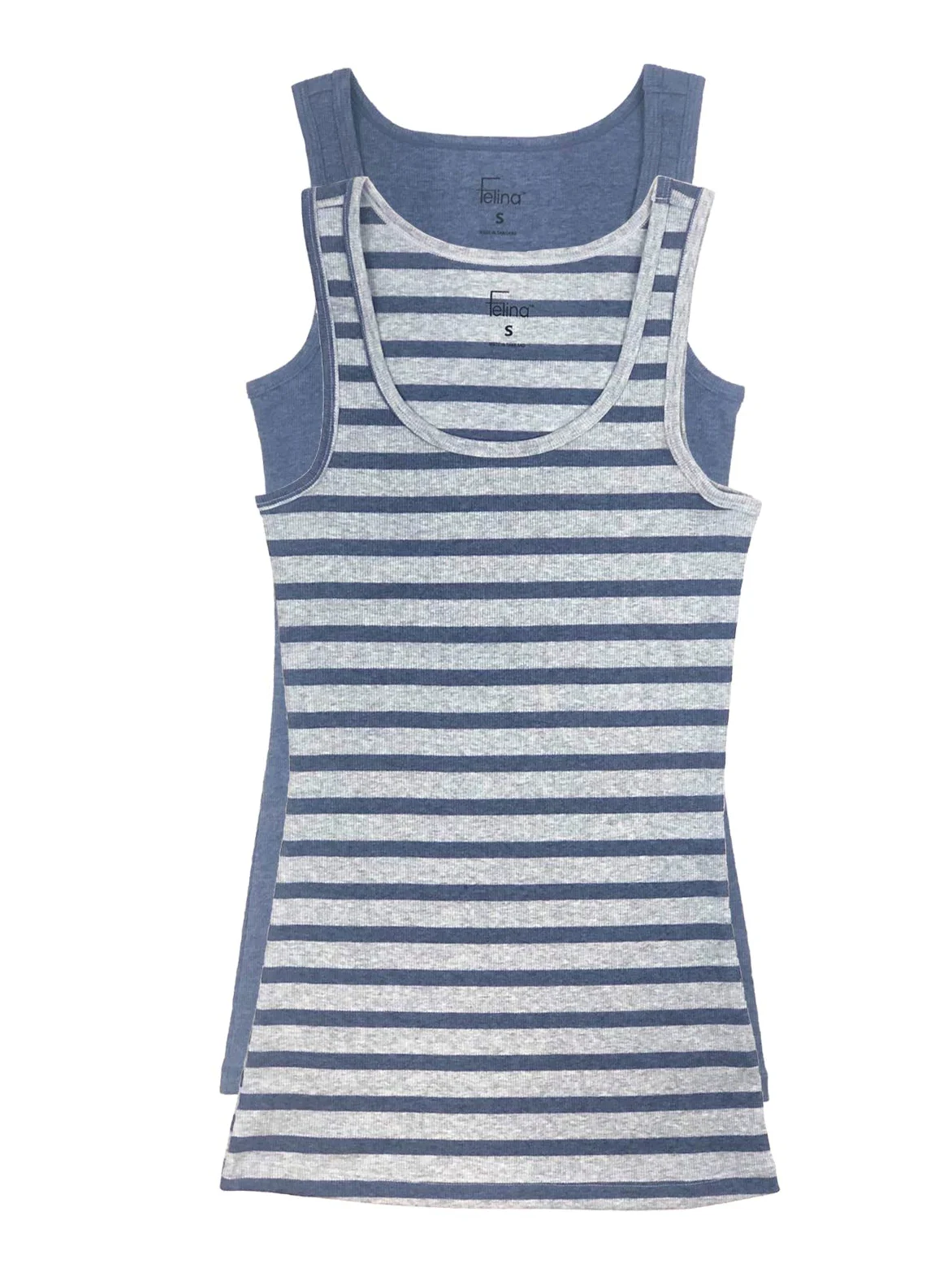 Felina | Camiseta de tirantes acanalada algodón 2 unidades Negro gris