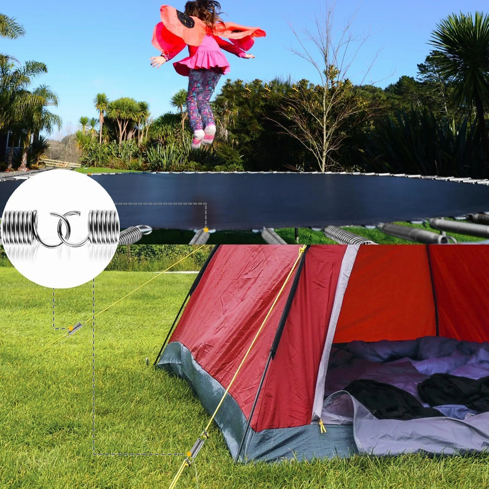 Muelles de Compresion 70x10x1.2mm Acero Inoxidable Doble Gancho 12 Piezas
