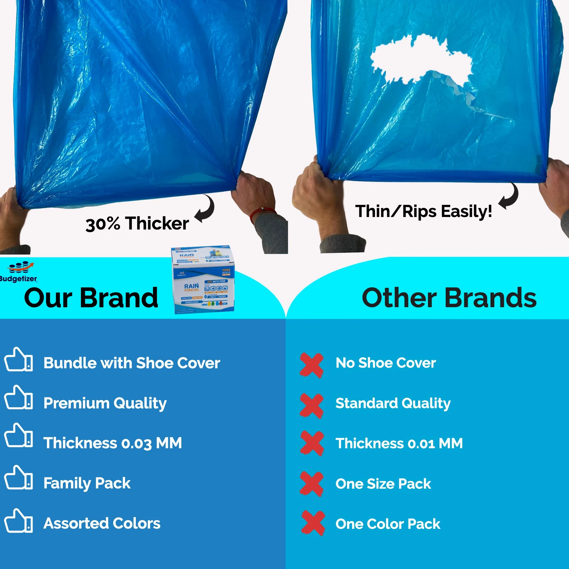 Paquete familiar de ponchos de lluvia extra gruesos, fundas para zapatos incluidas 4 y 10 unidades