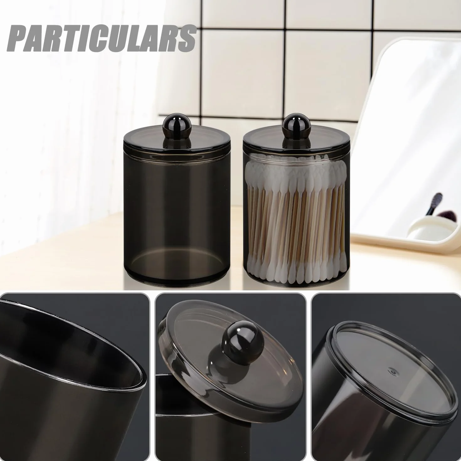 Dispensador de almohadillas redondas, organizador de cosméticos, 3 soportes para bastoncillos de algodón