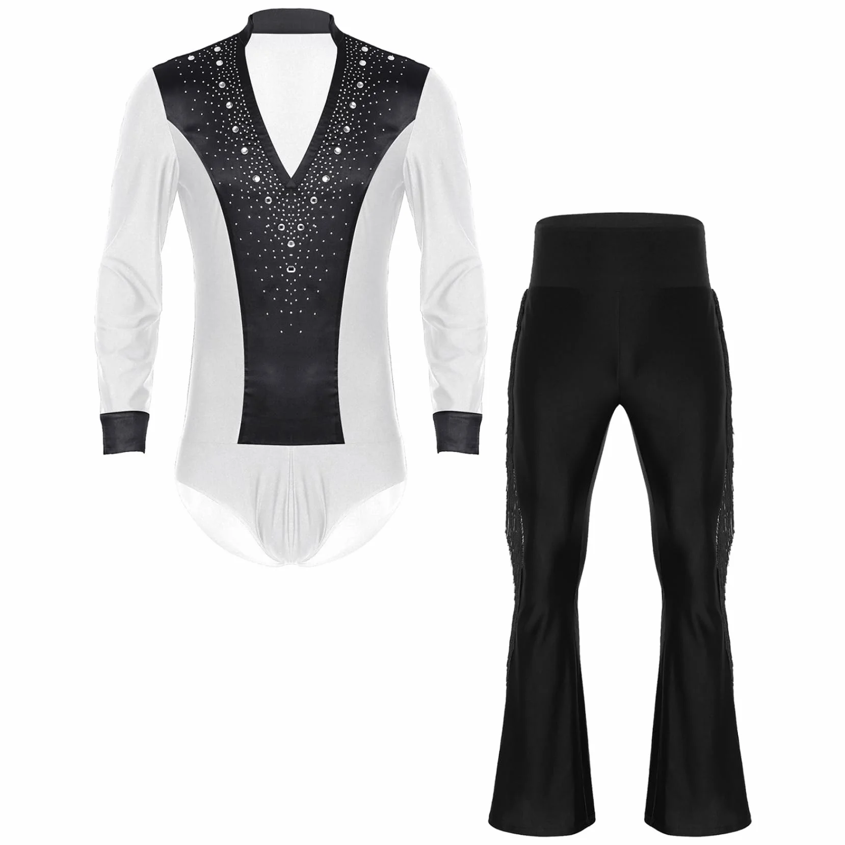 Traje de baile latino para hombre, camisa de manga larga, pantalones de baile, jazz rumba, traje de danza para competición