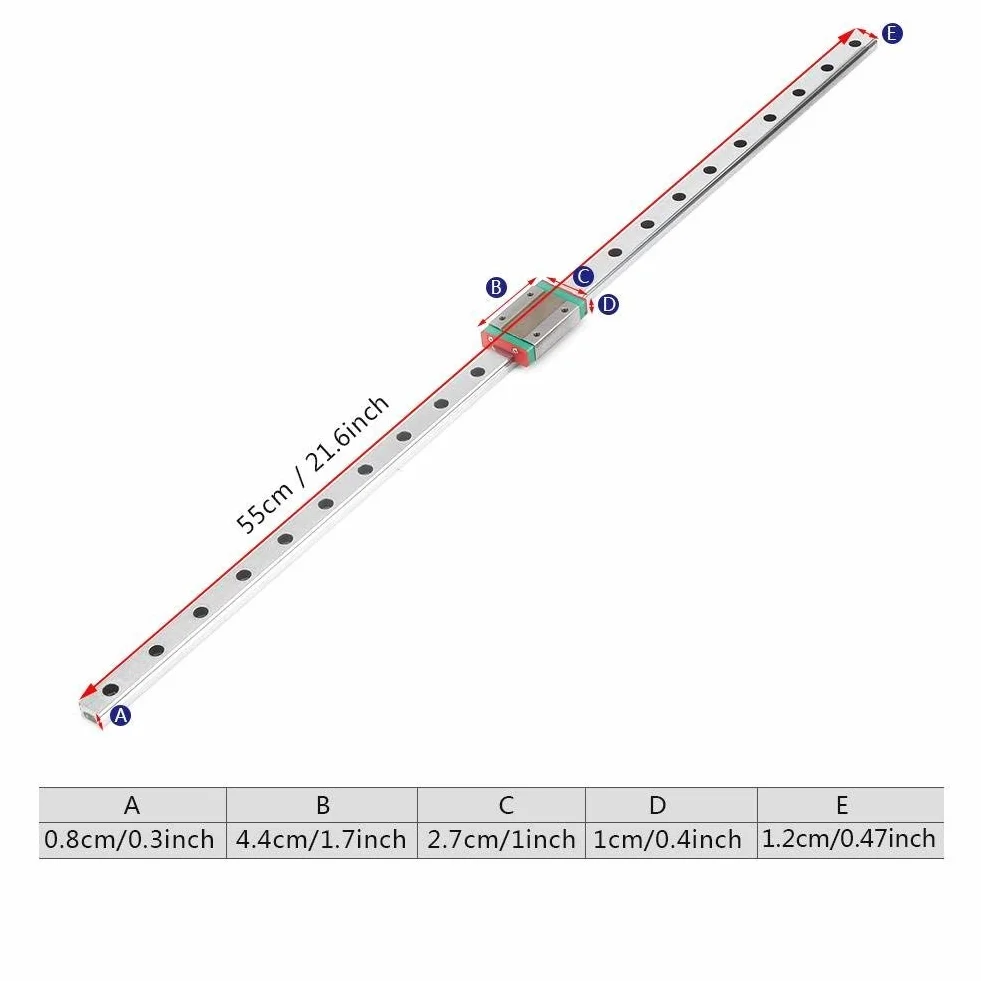 Mgn12 Guía De Carril Lineal En Miniatura 550mm Para Impresora 3d Cnc