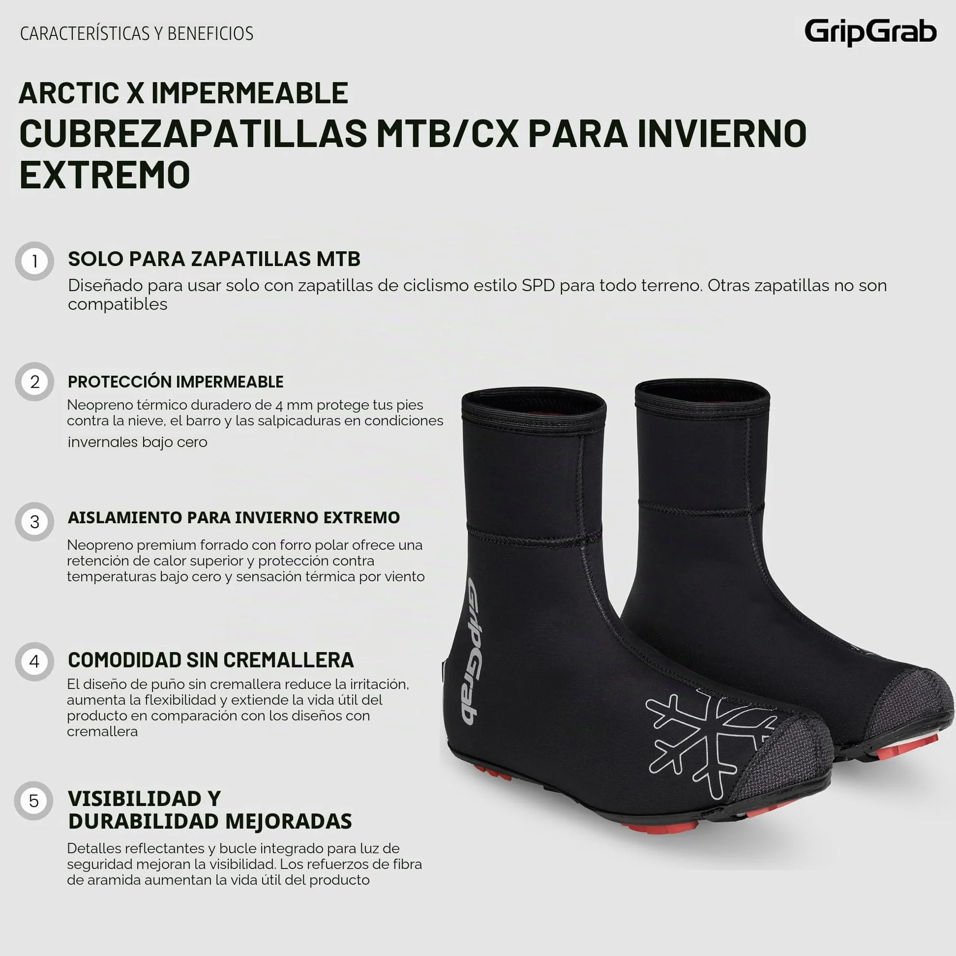GripGrab Cubrezapatillas Ciclismo Arctic X Invierno Térmicos MTB Gravel Cortavientos Neopreno Impermeable Forro Polar