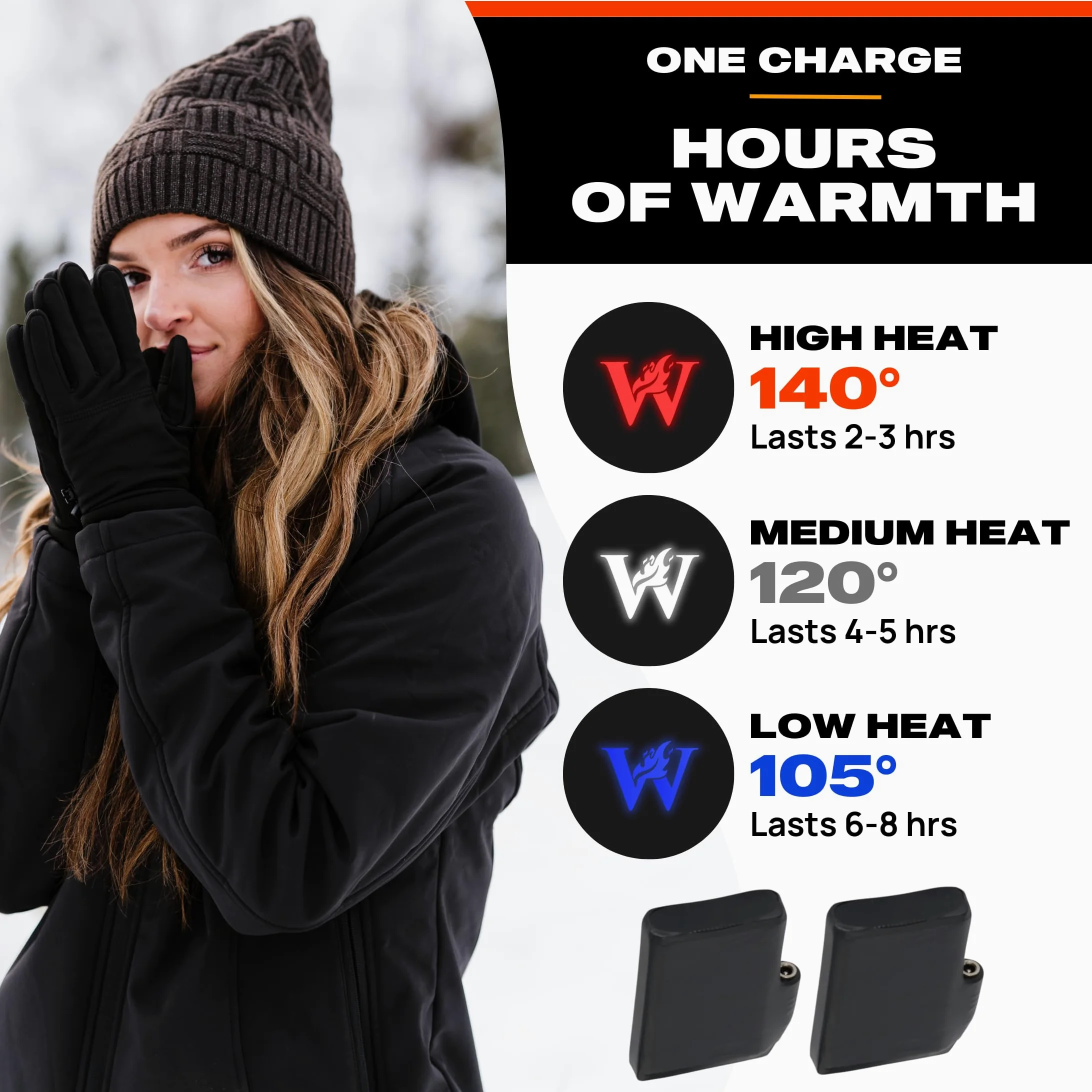 Weston Guantes térmicos para hombres y mujeres, calentadores de manos térmicos recargables, guantes térmicos con 3 ajustes de calor, aptos para pantalla táctil, ideales para invierno, esquí, trabajo y