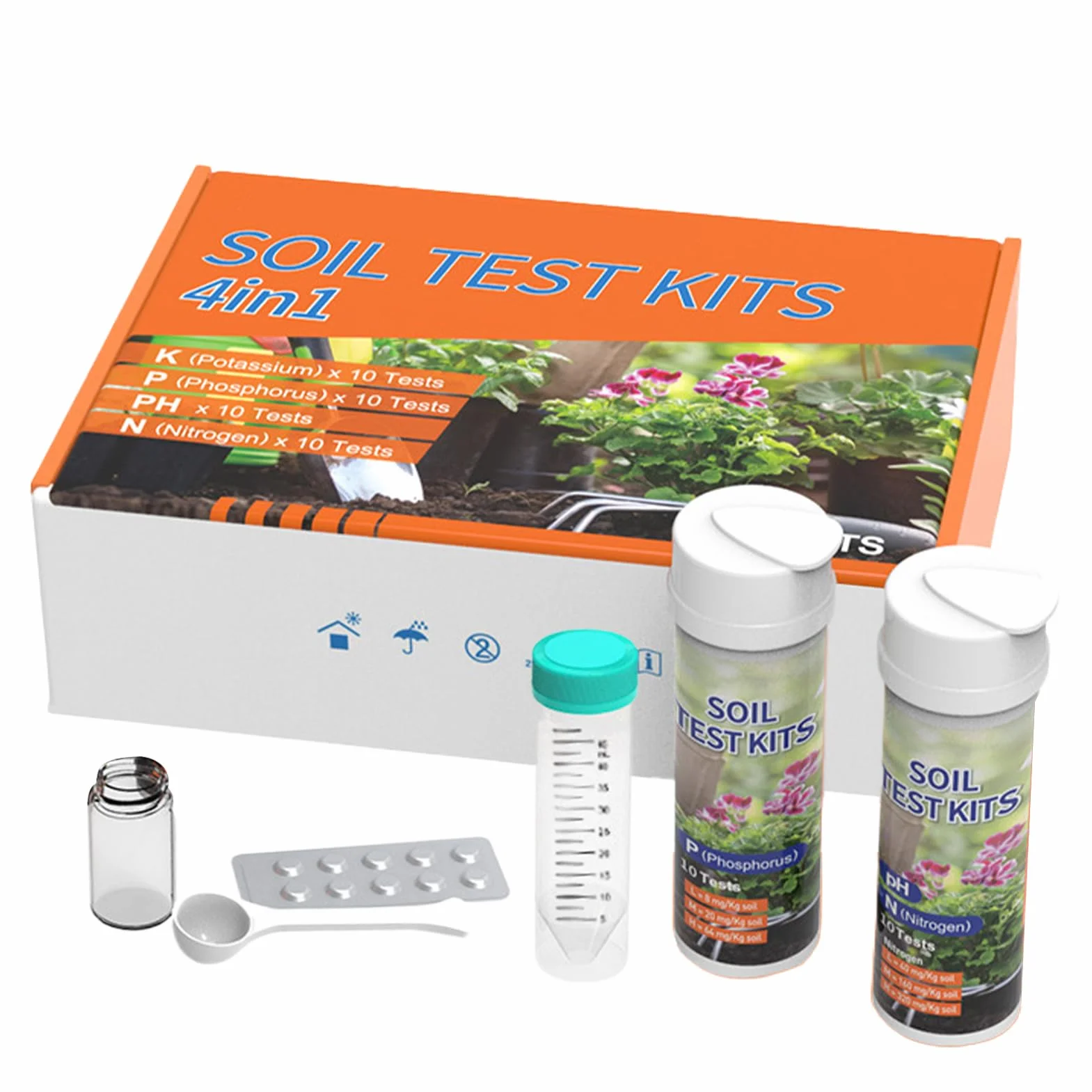 Kit de Análisis de Suelo para Jardín Analizador de Nutrientes 4 en 1