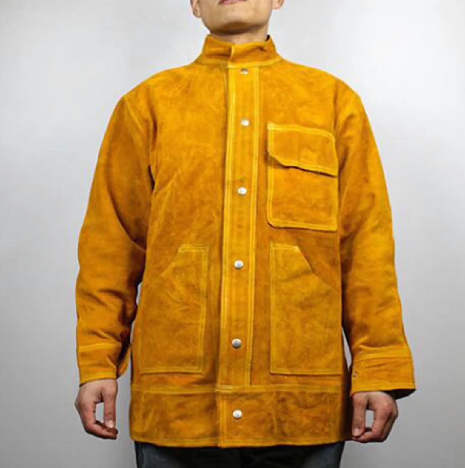 Ropa de Cuero, Abrigo Resistente, Camisas de Soldadura Resistentes al Calor y al Fuego para Hombres con herreros y carpinteros