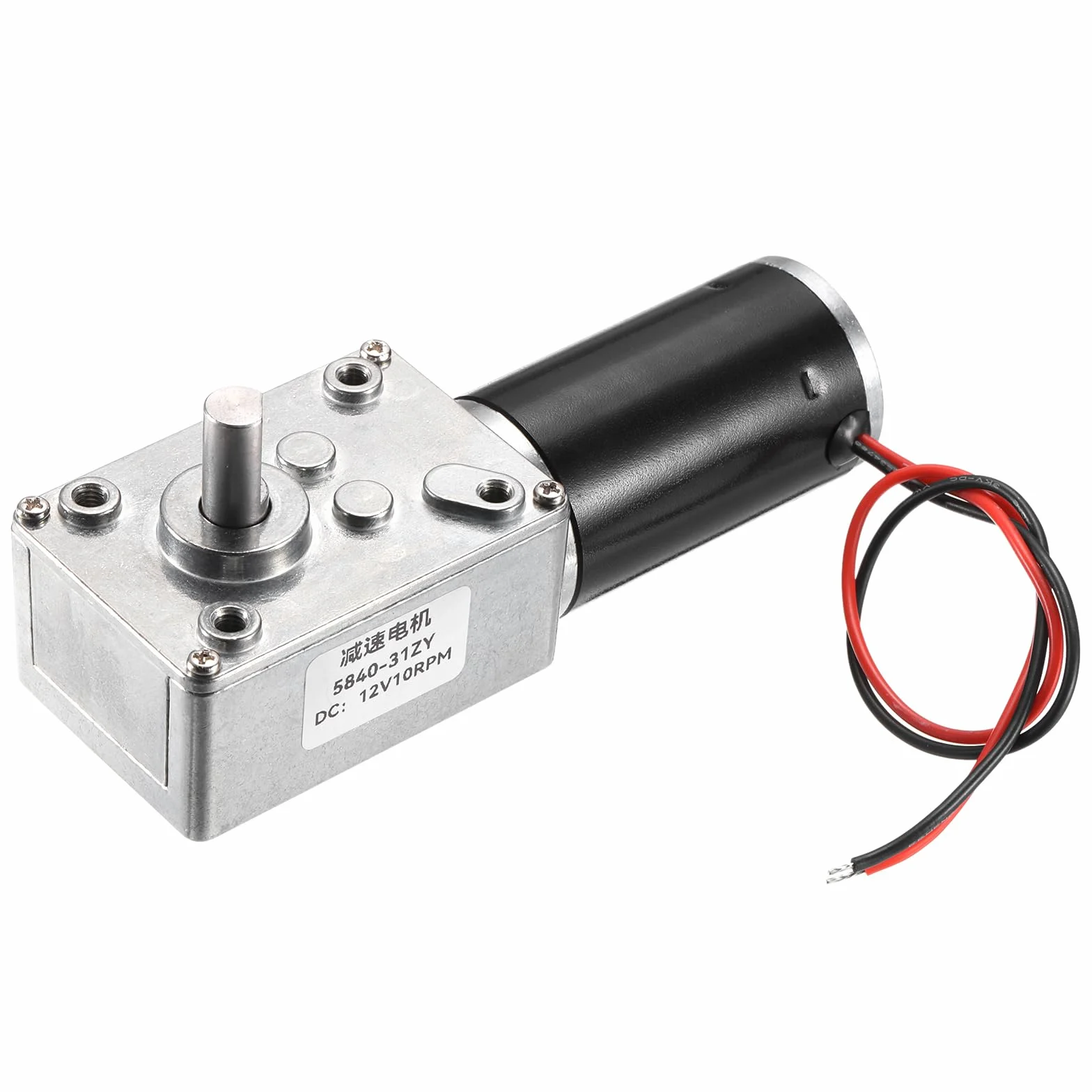 sourcing map Motor reductor reversible 12 V CC 10 RPM 8 mm eje D engranaje helicoidal alto par