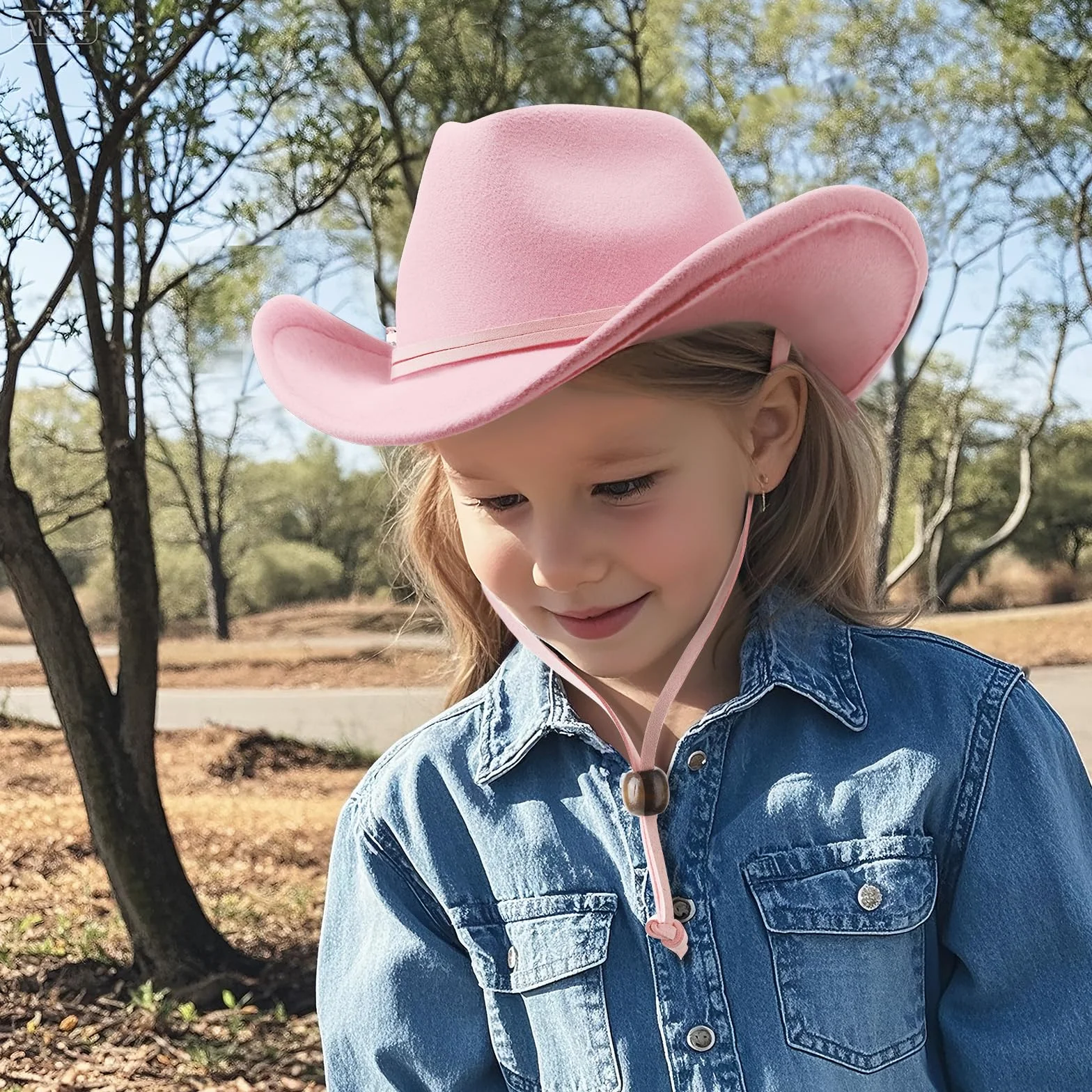 DRESHOW Sombrero Cowboy Niños Niñas Western Fedora Fieltro Hebilla de Cinturón Sombreros Retro Panamá con cordón de cuerda Unisex Enrollado Gorras para Niños 3-8 Años