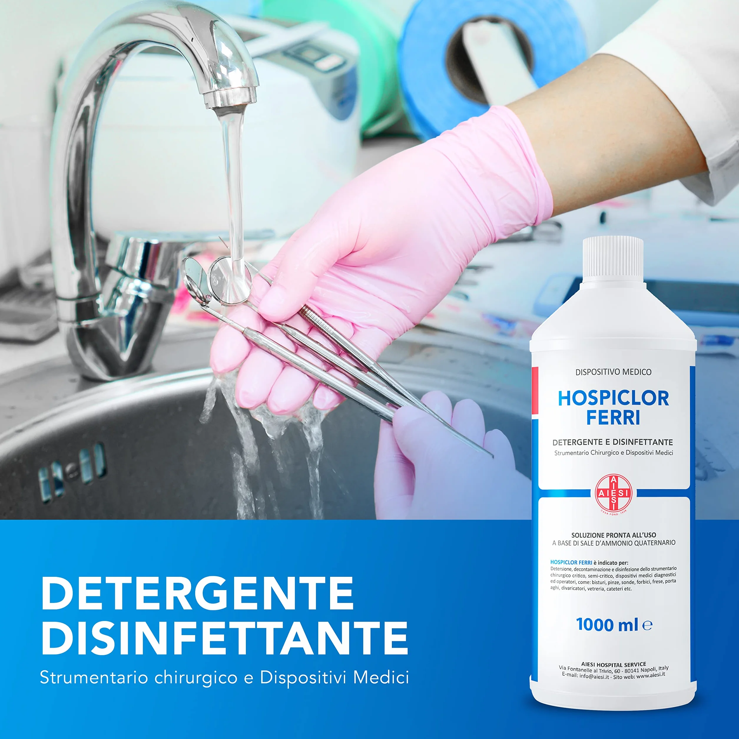 HOSPICLOR FERRI Desinfectante listo para usar para instrumentos médicos 1 litro