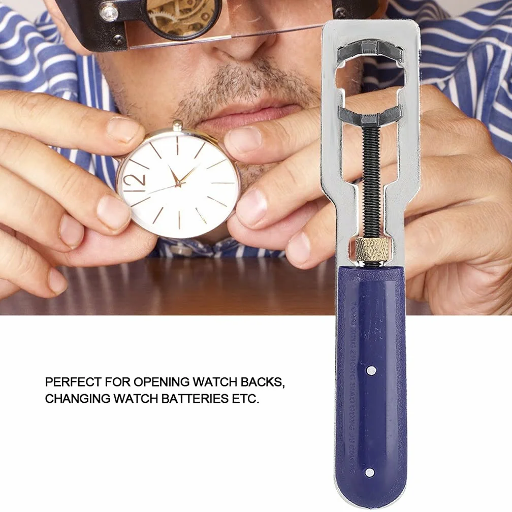 Abridor y removedor de Tapa Trasera de Reloj, Herramienta Ajustable para reparación y Cambio de Relojes, Accesorio para relojeros.