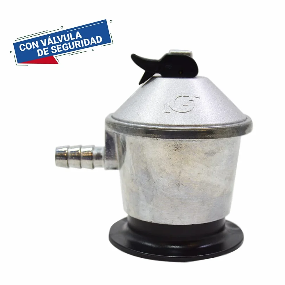 Regulador Gas Butano con Válvula De Seguridad Gris