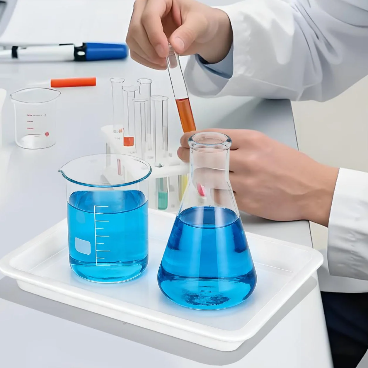 Bandejas Laboratorio Trayectoria Resistente Ácidos y Álcalis 4 Piezas Experimentos Químicos