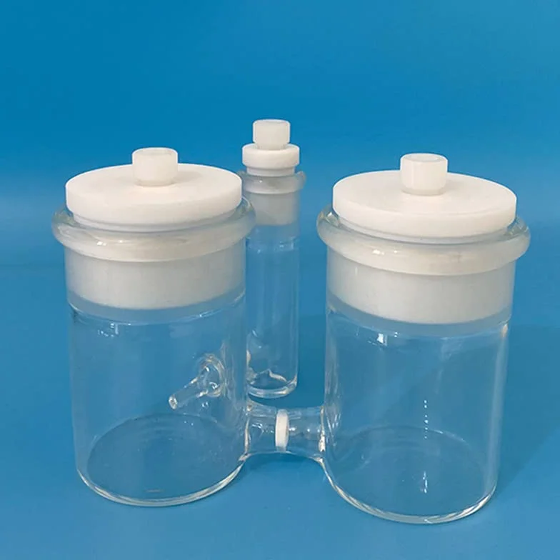 Celda electroquímica en forma de H de tres celdas con electrodo de referencia 250ml-250ml-30ml