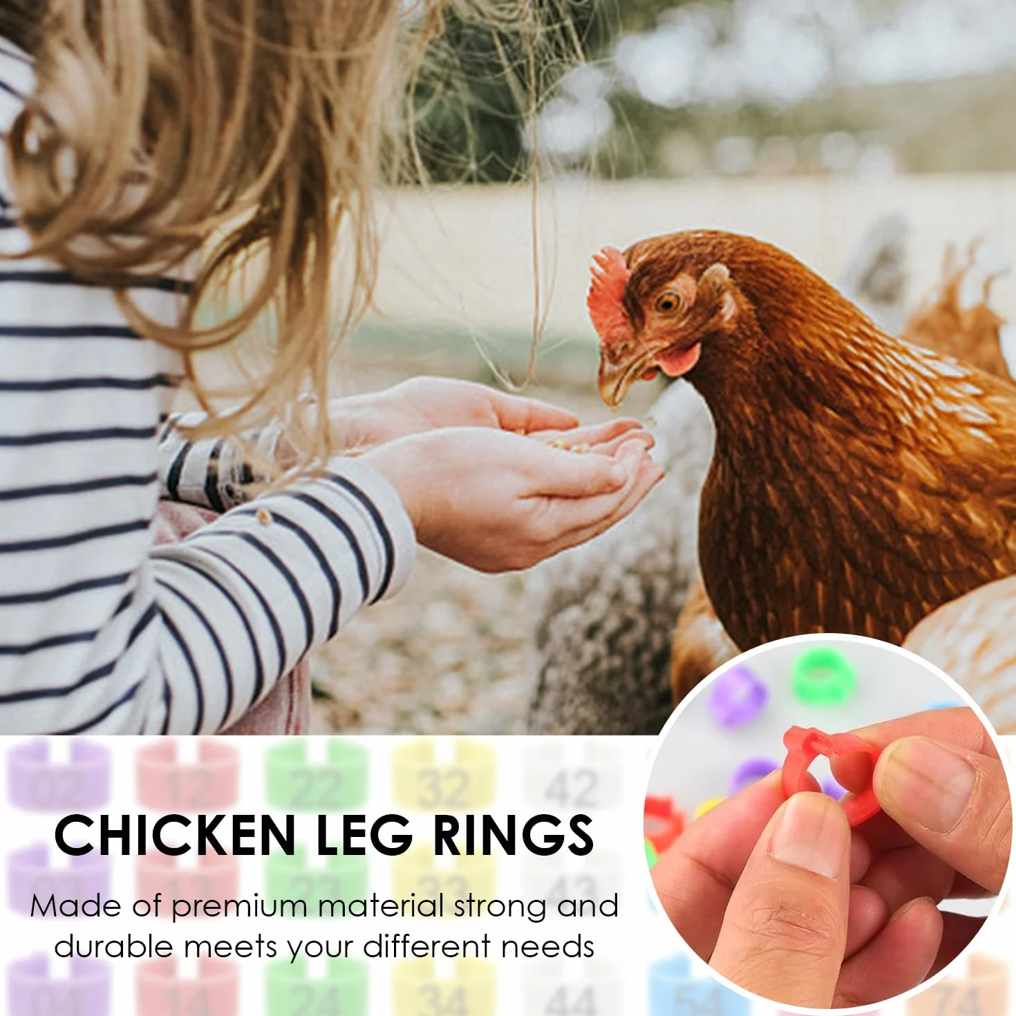 80 Piezas Hebilla de Marcado Digital para Patas de Pollo, Anillo de Plástico para Aves de Corral