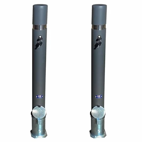 ADO Barcelona Pilona Bolardo Extraíble con Llave Superior de Hierro 1000 mm 95 mm Anillo Acero Inoxidable 2 Pilonas