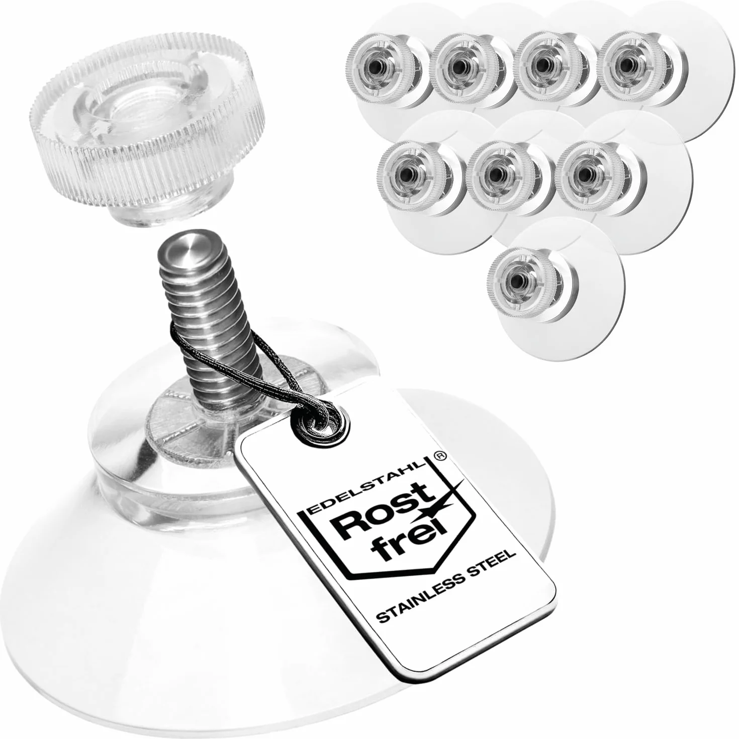 com-four® Ventosas 8X con Rosca M4 Ø 30 mm Sujeción Extra Fuerte en Superficies Lisas