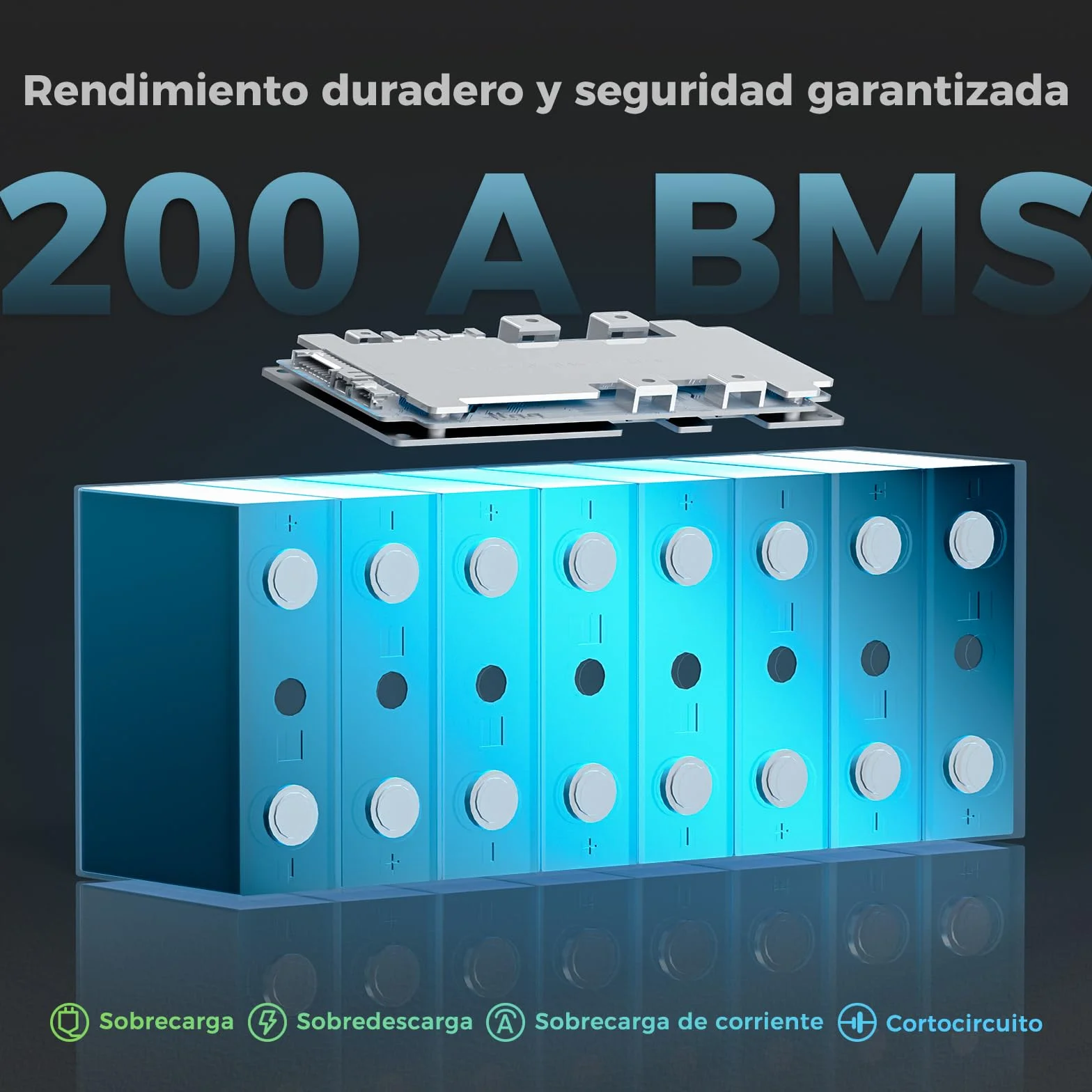 Dyness LiFePO4 Batería de Litio 12V 200Ah 2560Wh BMS 200A Ciclo Profundo Marina RV Solar
