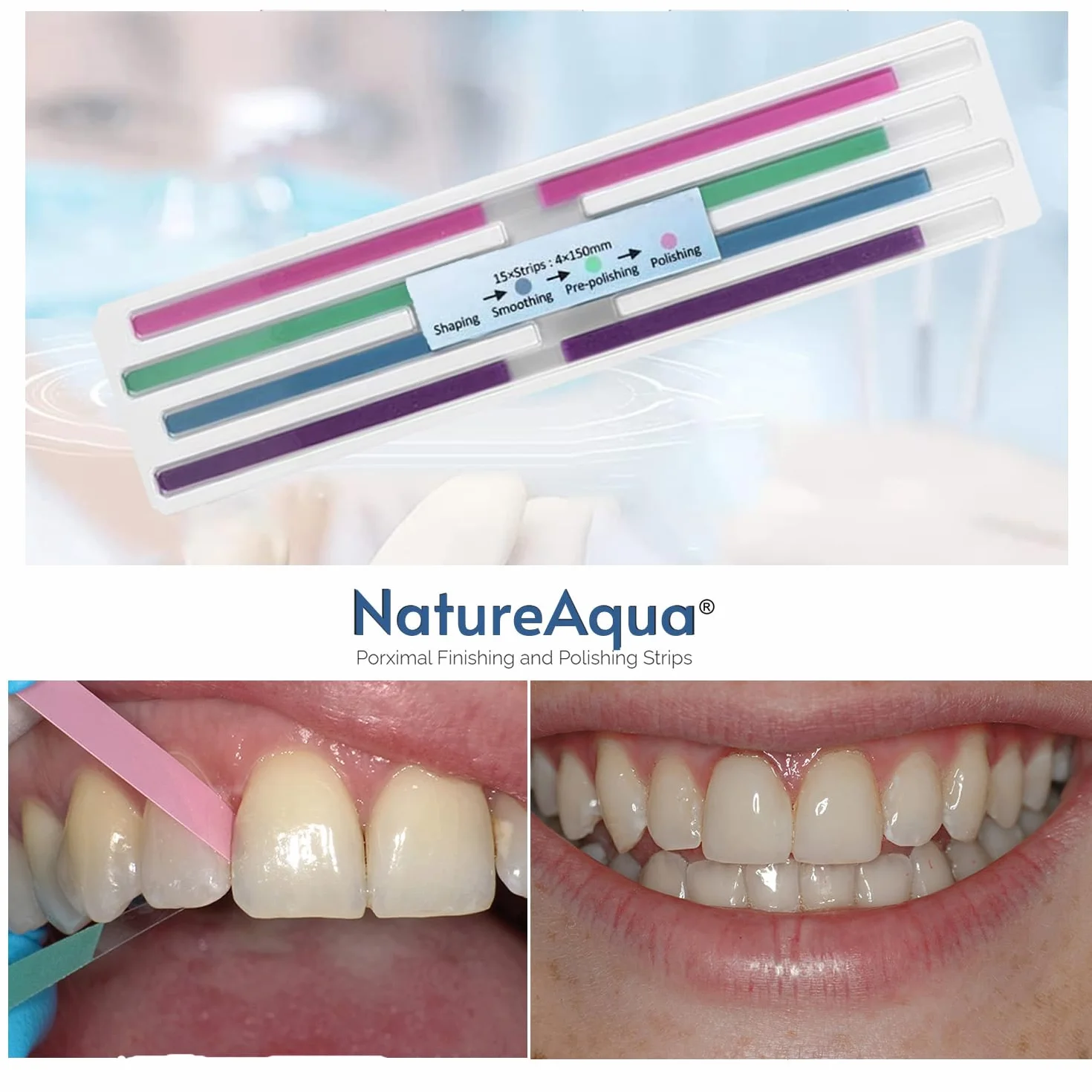 NatureAqua Papel de lija dental 4 mm tiras de pulido interdental 60 unidades