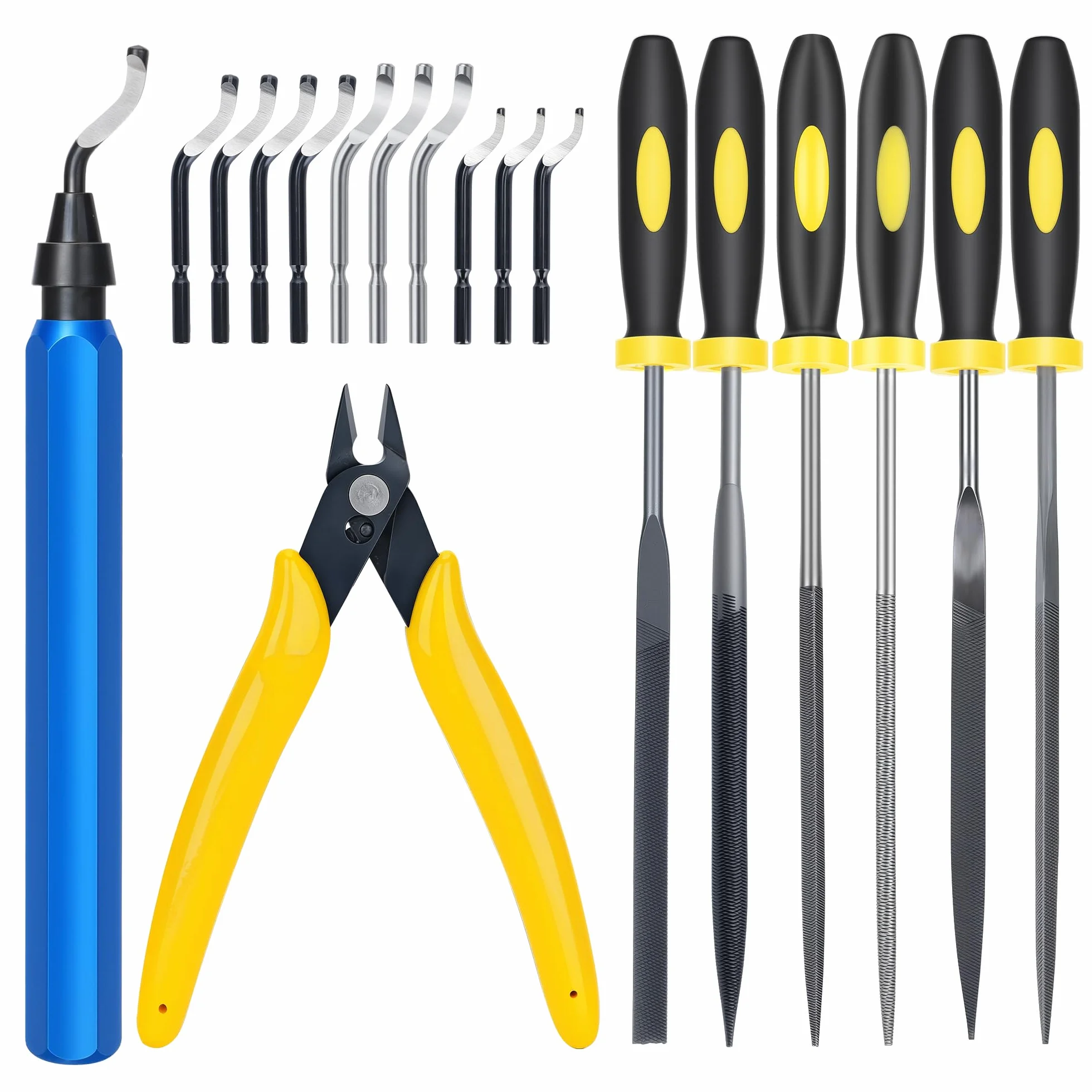 Desbarbador 18pcs Herramientas de Corte de Desbarbado 11 Cuchillas Giratorio 360° Quita Rebabas Acero Plástico Aluminio Cobre