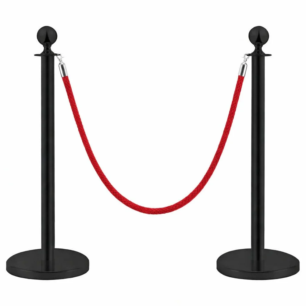 Postes Separadores de Acero Inoxidable Negro 90 cm 2 Piezas Control de Multitudes