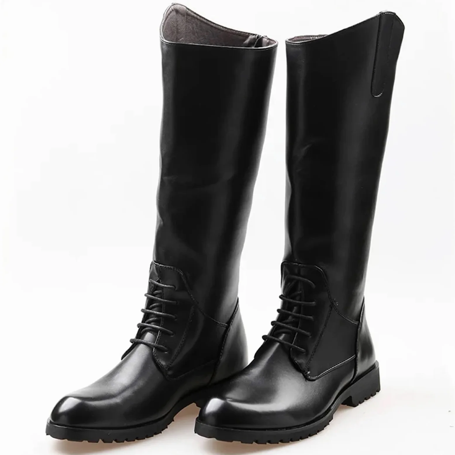 Botas Vaqueras Hombre Botas altas informales de cuero con cremallera trasera for hombre, botas vaqueras largas caballero, montar, motociclista 37-46 Para viajar
