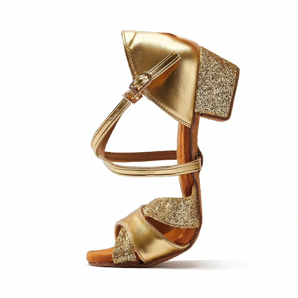 missfiona Zapatos de Baile de Salón para Niñas, Calzado de Danza Latina con Purpurina para Niños/Mujer, 3.5 cm