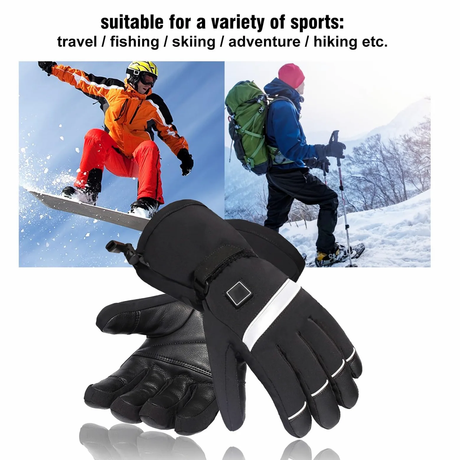 Guantes térmicos para hombre, diseño resistente al viento, impermeables, con pantalla táctil, funcionan con pilas, perfectos para actividades al aire libre de invierno, esquí, ciclismo y mucho más