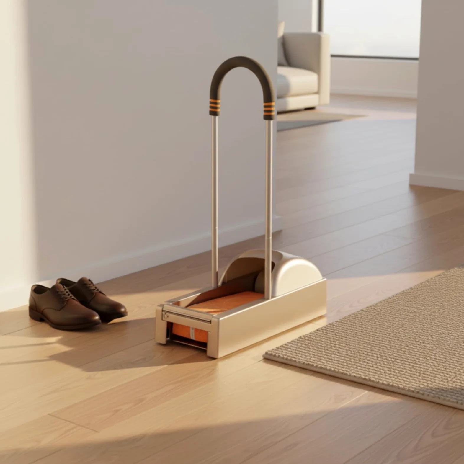 Máquina de Cubiertas de Zapatos Dispensador Automático sin Electricidad para Calzado con Mango Ergonómico y Soporte Metálico Estructura Compacta de, Champán