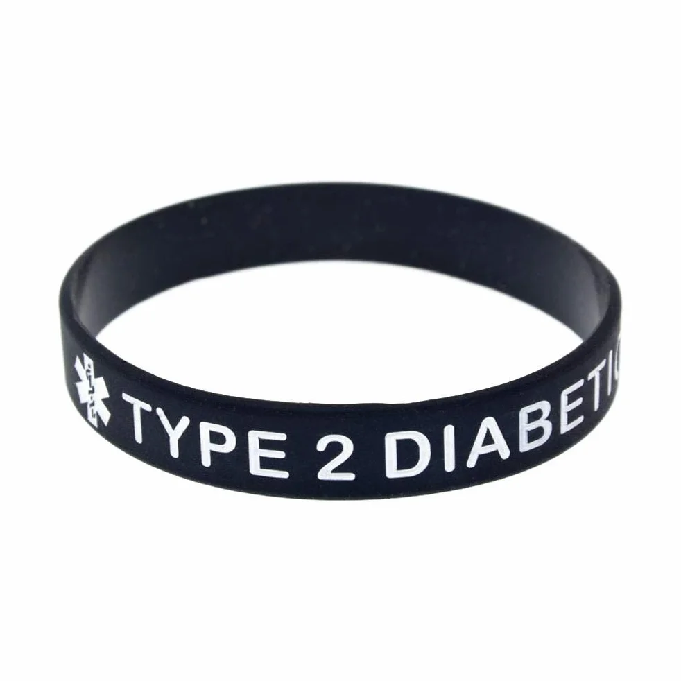 Pulseras de silicona para diabetes tipo 2, paquete de 5