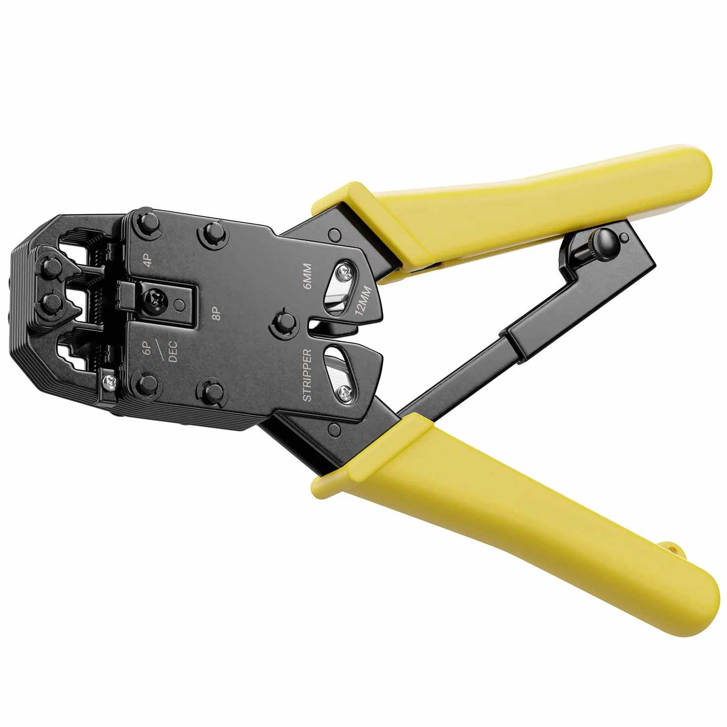 deleyCON Crimpadora RJ45 RJ11 RJ12 8P8C 6P6C 6P4C 4P4C 4P2C Pelacables Cortador Amarillo