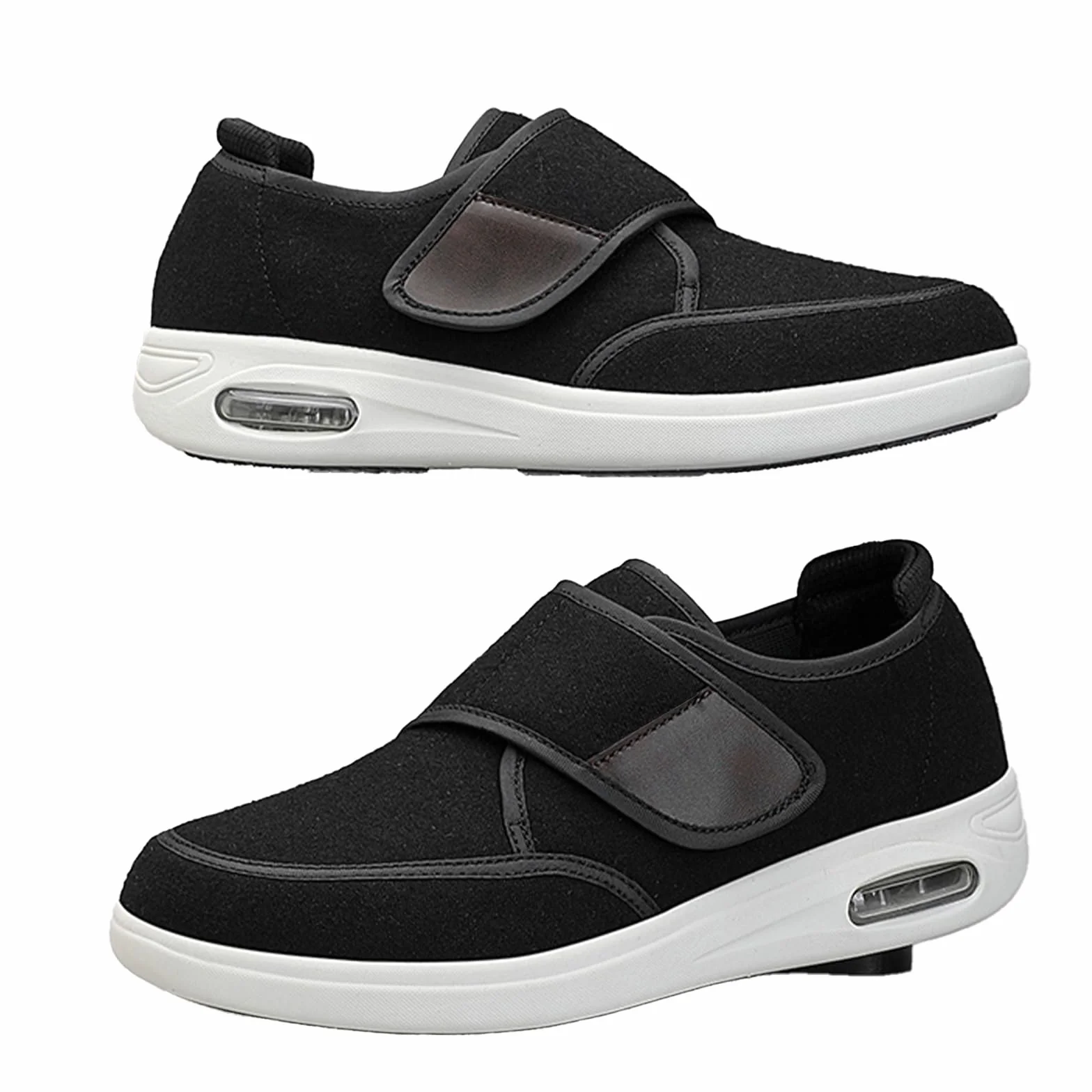 Zapatos para Diabeticos Pies Hinchados Hombre Zapatillas Pie Diabetico Ortopedicos Ancho Especial Caminar Negro 46 EU