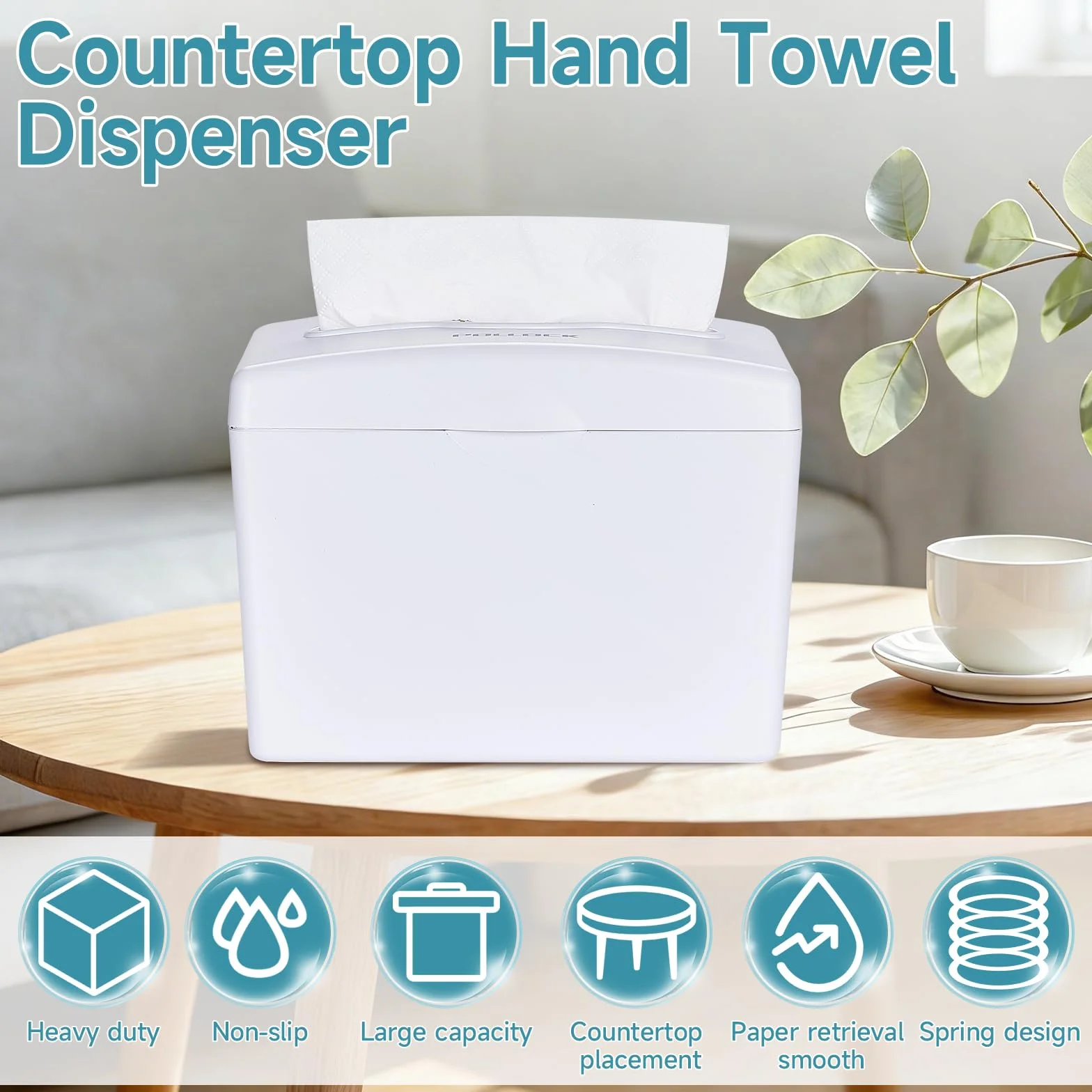 Pollock Dispensador de Servilletas de Sobremesa, Toallas de Mano, Papel Secamanos, Base Antideslizante, Gran Capacidad, Blanco