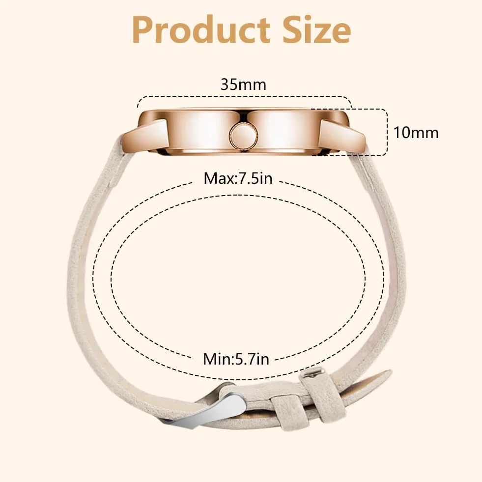 OFFCUP Reloj de Cuero para Mujer, Reloj de Analógico Cuarzo con Esfera Blanco, Reloj Mujer de 3 manecillas, Reloj de Pulsera Informal de Moda Premium para Mujeres Damas y Niñas